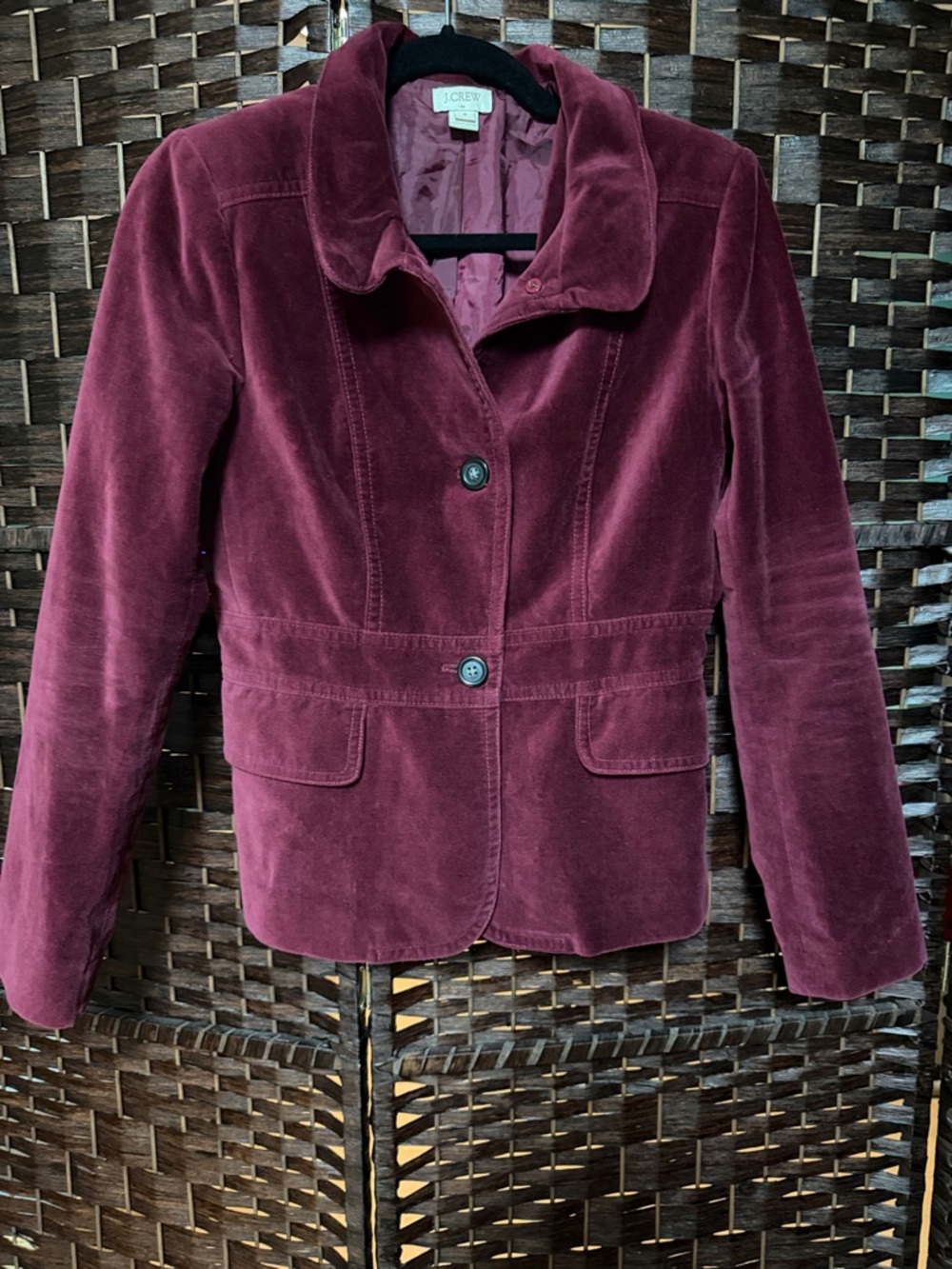 J. Crew Velvet Button-Front Blazer in Burgundy sz 4